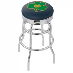 Holland Bar Stool Co. 30" Chrome 2-Ring Notre Dame Shamrock Swivel Bar Stool, Accent Ring