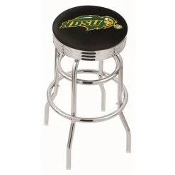 Holland Bar Stool Co. 25" Chrome 2-Ring North Dakota State Swivel Bar Stool, Accent Ring