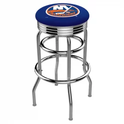 Holland Bar Stool Co. 30" Chrome 2-Ring New York Islanders Swivel Bar Stool, Accent Ring