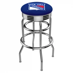 Holland Bar Stool Co. 30" Chrome 2-Ring New York Rangers Swivel Bar Stool, Accent Ring