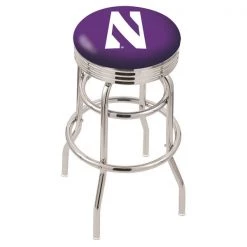 Holland Bar Stool Co. 30" Chrome 2-Ring Northwestern Swivel Bar Stool, Accent Ring
