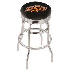 Holland Bar Stool Co. 30" Chrome 2-Ring Oklahoma State Swivel Bar Stool, Accent Ring