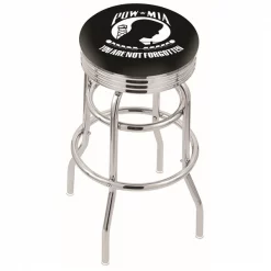 Holland Bar Stool Co. 30" Chrome 2-Ring POW/MIA Swivel Bar Stool, Accent Ring