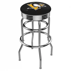 Holland Bar Stool Co. 30" Chrome 2-Ring Pittsburgh Penguins Swivel Bar Stool, Accent Ring
