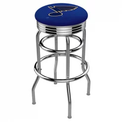 Holland Bar Stool Co. 30" Chrome 2-Ring St Louis Blues Swivel Bar Stool, Accent Ring
