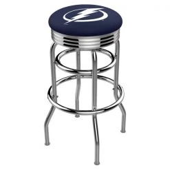 Holland Bar Stool Co. 25" Chrome 2-Ring Tampa Bay Lightning Swivel Bar Stool, Accent Ring
