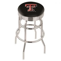 Holland Bar Stool Co. 30" Chrome 2-Ring Texas Tech Swivel Bar Stool, Accent Ring