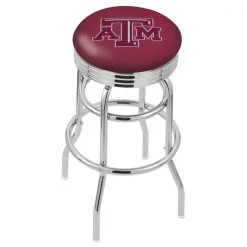 Holland Bar Stool Co. 30" Chrome 2-Ring Texas A&M Swivel Bar Stool, Accent Ring