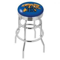 Holland Bar Stool Co. 25" Chrome 2-Ring Kentucky "Wildcat" Swivel Bar Stool, Accent Ring