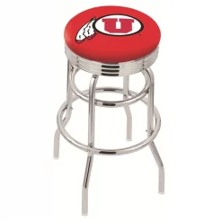 Holland Bar Stool Co. 30" Chrome 2-Ring Utah Swivel Bar Stool, Accent Ring