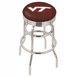 Holland Bar Stool Co. 30" Chrome 2-Ring Virginia Tech Swivel Bar Stool, Accent Ring