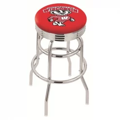 Holland Bar Stool Co. 30" Chrome 2-Ring Wisconsin "Badger" Swivel Bar Stool, Accent Ring