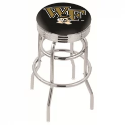 Holland Bar Stool Co. 25" Chrome 2-Ring Wake Forest Swivel Bar Stool, Accent Ring