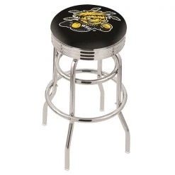 Holland Bar Stool Co. 30" Chrome 2-Ring Wichita State Swivel Bar Stool, Accent Ring