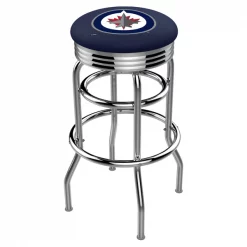 Holland Bar Stool Co. 30" Chrome 2-Ring Winnipeg Jets Swivel Bar Stool, Accent Ring