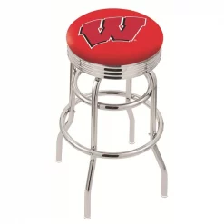 Holland Bar Stool Co. 30" Chrome 2-Ring Wisconsin "W" Swivel Bar Stool, Accent Ring