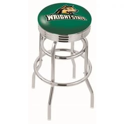 Holland Bar Stool Co. 25" Chrome 2-Ring Wright State Swivel Bar Stool, Accent Ring