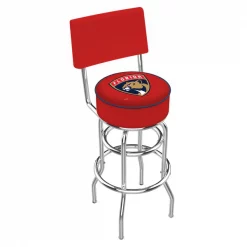 Holland Bar Stool Co. 30" Chrome 2-Ring Florida Panthers Swivel Bar Stool, Back