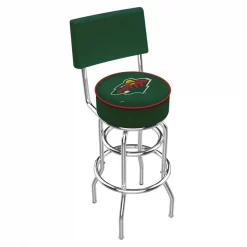Holland Bar Stool Co. 25" Chrome 2-Ring Minnesota Wild Swivel Bar Stool, Back