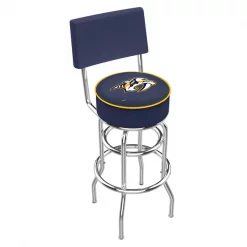 Holland Bar Stool Co. 30" Chrome 2-Ring Nashville Predators Swivel Bar Stool, Back