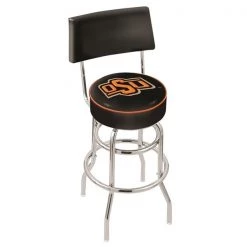 Holland Bar Stool Co. 30" Chrome 2-Ring Oklahoma State Swivel Bar Stool, Back