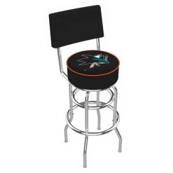 Holland Bar Stool Co. 25" Chrome 2-Ring San Jose Sharks Swivel Bar Stool, Back