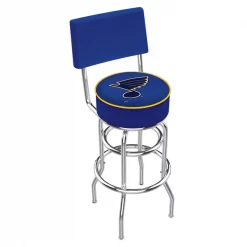 Holland Bar Stool Co. 25" Chrome 2-Ring St Louis Blues Swivel Bar Stool, Back