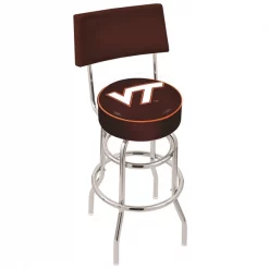 Holland Bar Stool Co. 30" Chrome 2-Ring Virginia Tech Swivel Bar Stool, Back