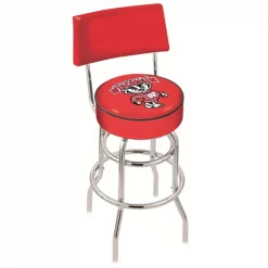 Holland Bar Stool Co. 30" Chrome 2-Ring Wisconsin "Badger" Swivel Bar Stool, Back