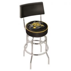 Holland Bar Stool Co. 25" Chrome 2-Ring Wichita State Swivel Bar Stool, Back