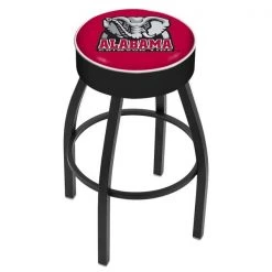 Holland Bar Stool Co. 25" 4" Alabama Cushion Seat, Blk Wrinkle Base Swivel Bar Stool