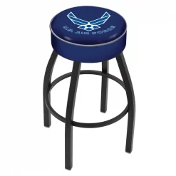 Holland Bar Stool Co. 30" 4" U.S. Air Force Cushion Seat, Blk Wrinkle Base Swivel Bar Stool