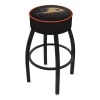 Holland Bar Stool Co. 30" 4" Anaheim Ducks Cushion Seat, Blk Wrinkle Base Swivel Bar Stool
