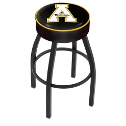 Holland Bar Stool Co. 30" Appalachian State Cushion Seat, Blk Wrinkle Base Swivel Bar Stool
