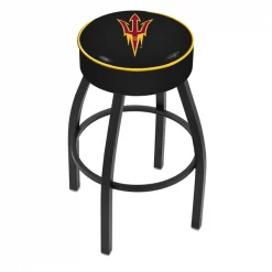Holland Bar Stool Co. 30" Arizona State Cushion Seat, Blk Wrinkle Swivel Bar Stool, Pitchfork