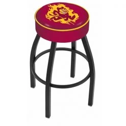 Holland Bar Stool Co. 25" Arizona State Cushion Seat, Blk Wrnkl Base Swivel Bar Stool, Sparky