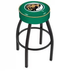 Holland Bar Stool Co. 25" 4" Bemidji State Cushion Seat, Blk Wrinkle Base Swivel Bar Stool