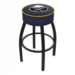 Holland Bar Stool Co. 30" 4" Buffalo Sabres Cushion Seat, Blk Wrinkle Base Swivel Bar Stool