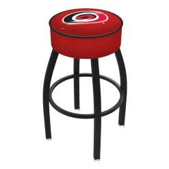 Holland Bar Stool Co. 30" Carolina Hurricanes Cushion Seat, Blk Wrinkle Base Swivel Bar Stool