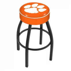 Holland Bar Stool Co. 25" 4" Clemson Cushion Seat, Blk Wrinkle Base Swivel Bar Stool