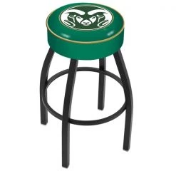 Holland Bar Stool Co. 30" 4" Colorado State Cushion Seat, Blk Wrinkle Base Swivel Bar Stool