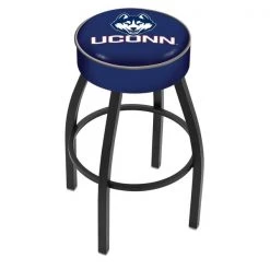 Holland Bar Stool Co. 30" 4" Connecticut Cushion Seat, Blk Wrinkle Base Swivel Bar Stool
