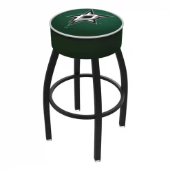 Holland Bar Stool Co. 25" 4" Dallas Stars Cushion Seat, Blk Wrinkle Base Swivel Bar Stool