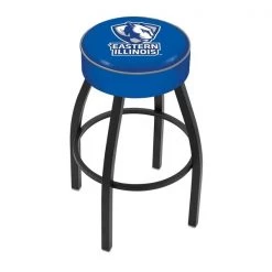 Holland Bar Stool Co. 30" Eastern Illinois Cushion Seat, Blk Wrinkle Base Swivel Bar Stool