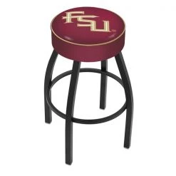 Holland Bar Stool Co. 30" Florida State Script Cushion Seat, Blk Wrnkl Base Swivel Bar Stool