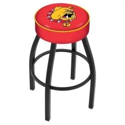 Holland Bar Stool Co. 30" 4" Ferris State Cushion Seat, Blk Wrinkle Base Swivel Bar Stool