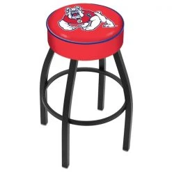 Holland Bar Stool Co. 30" 4" Fresno State Cushion Seat, Blk Wrinkle Base Swivel Bar Stool