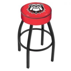 Holland Bar Stool Co. 30" Georgia "Bulldog" Cushion Seat, Blk Wrinkle Base Swivel Bar Stool