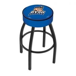 Holland Bar Stool Co. 25" Grand Valley State Cushion Seat, Blk Wrinkle Base Swivel Bar Stool