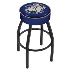 Holland Bar Stool Co. 25" 4" Georgetown Cushion Seat, Blk Wrinkle Base Swivel Bar Stool